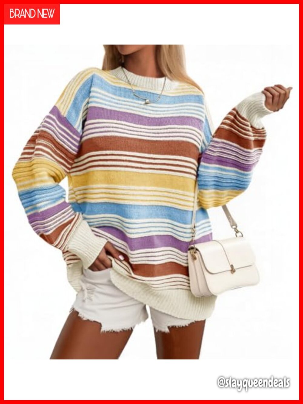 Women's Striped Crew Neck Pullover Sweater